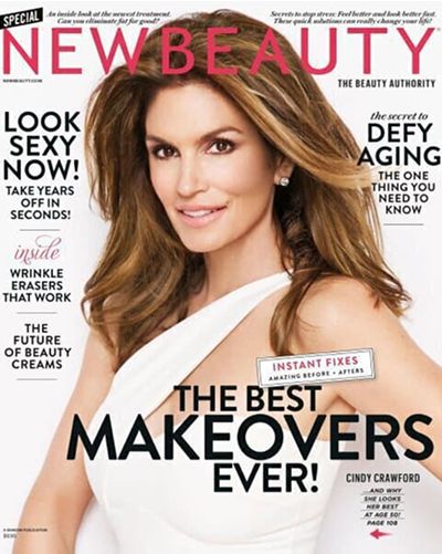 Cindy Crawford on NewBeauty magazine cover.
